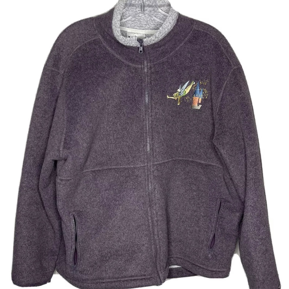 Walt Disney Unisex XL Long Sleeve Fleece Purple Full Zip Jacket Tinker Bell 🌟